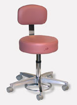 Pedigo Stool with Back, Gas Cylinder, Foot-Operated, 5 Caster