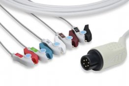 AAMI Compatible Direct-Connect ECG Cable 5 lead pinch grabber